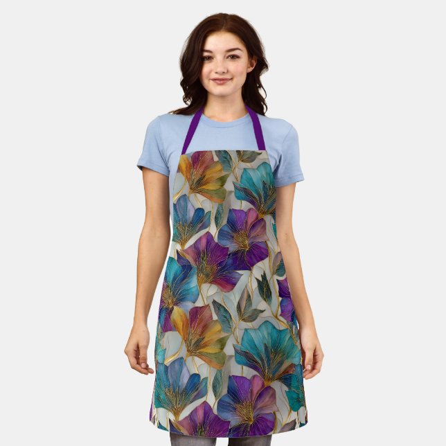 Art Nouveau purple clematis  Apron (Worn)