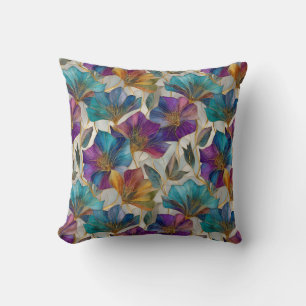 Art Nouveau purple clematis Cushion
