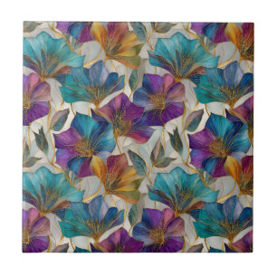 Art Nouveau purple clematis  Tile