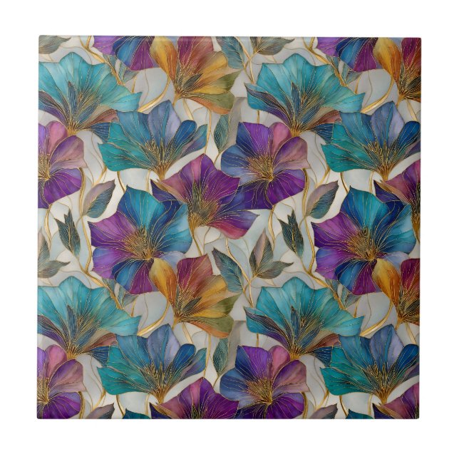 Art Nouveau purple clematis  Tile (Front)
