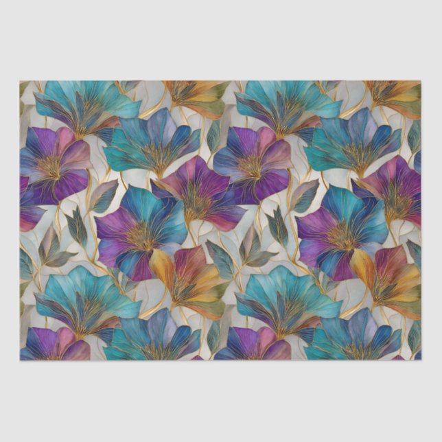 Art Nouveau purple clematis Tissue Paper (Front)