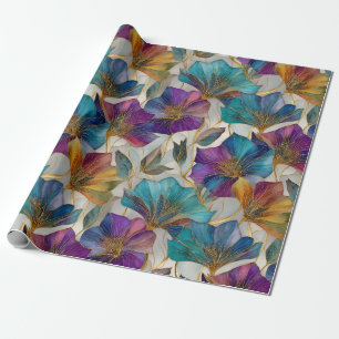 Art Nouveau purple clematis Wrapping Paper