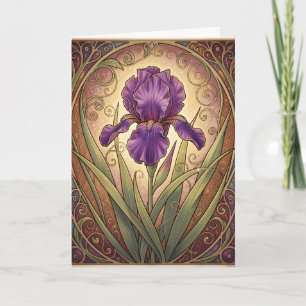 Art Nouveau Purple Iris Birthday Card