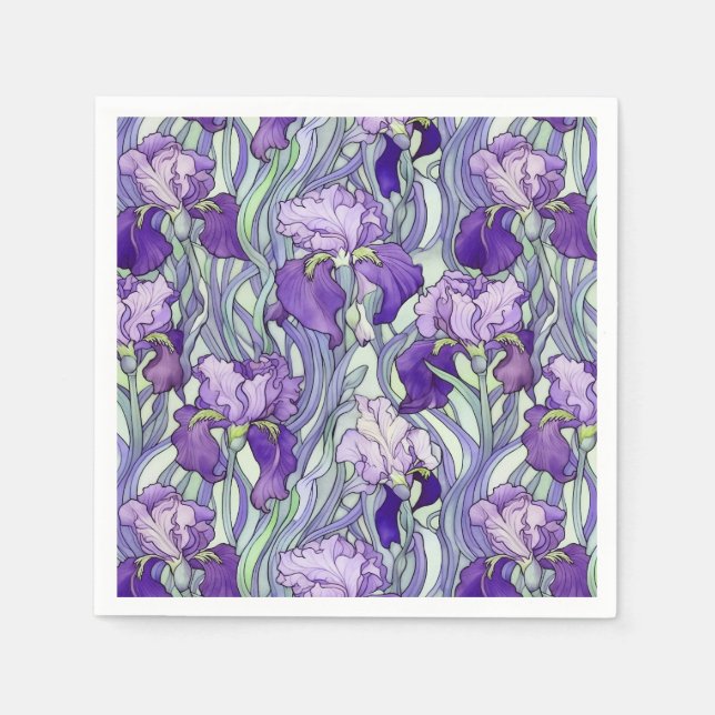 Art Nouveau purple iris Napkins (Front)