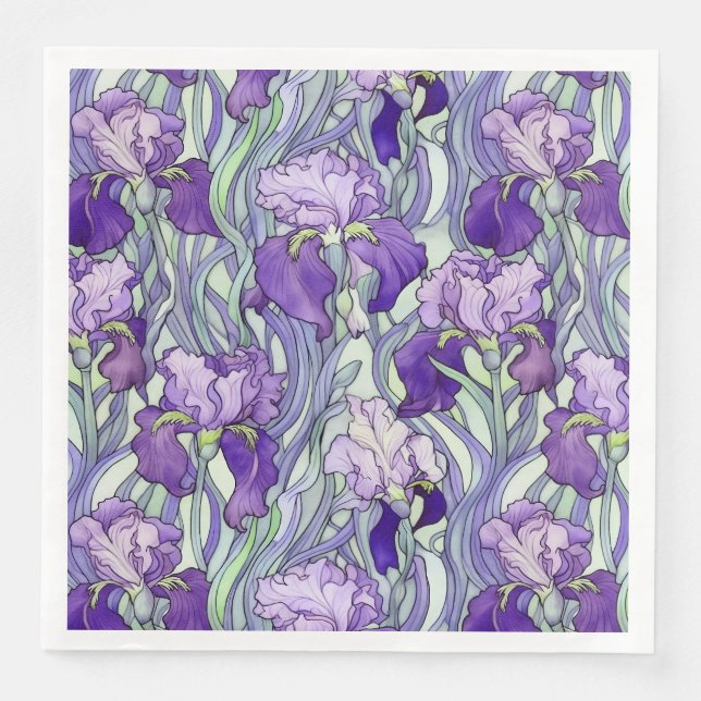 Art Nouveau purple iris Napkins (Front)