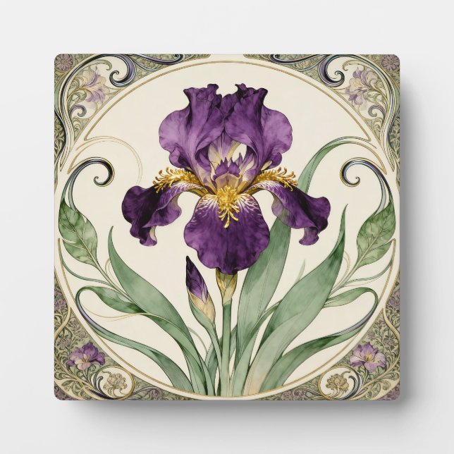 Art Nouveau Purple Iris Plaque (Front)