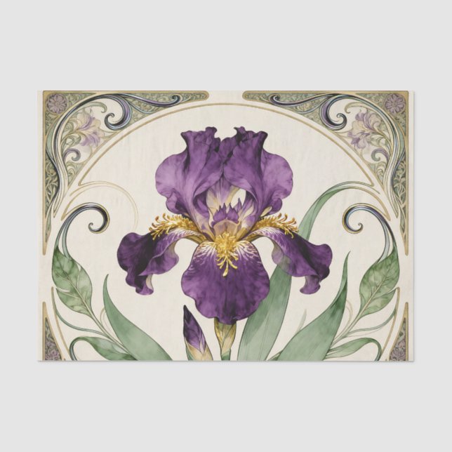 Art Nouveau Purple Iris Tissue Paper (Front)