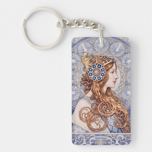 Art Nouveau Queen Portrait Key Ring (Front)