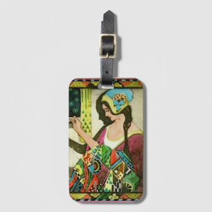 Art Nouveau Quilter Poster – Vintage Sewing Woman Luggage Tag