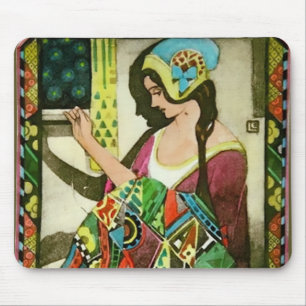 Art Nouveau Quilter – Vintage Sewing Woman  Mouse Mat