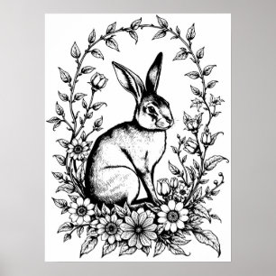 Art Nouveau Rabbit Coloring Poster 4