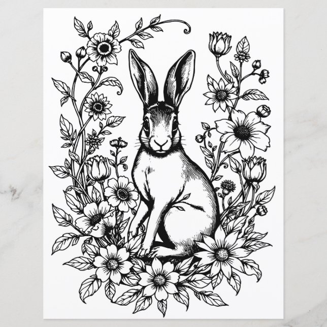 Art Nouveau Rabbit Colouring Page 2 (Front)