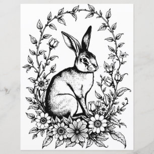 Art Nouveau Rabbit Colouring Page 4