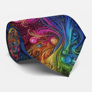 Art Nouveau Rainbow Circuit Board Necktie