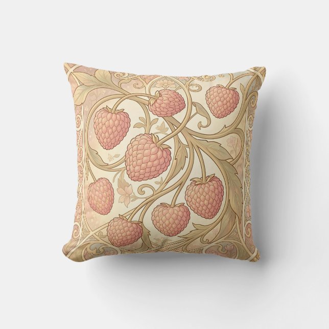Art Nouveau Raspberry Pattern Cushion (Front)