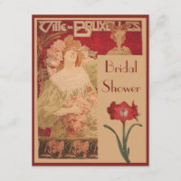 Art Nouveau Red Amaryllis & Lady Bridal Shower