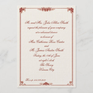 Art Nouveau Red Bordered Rehearsal Dinner Invitation