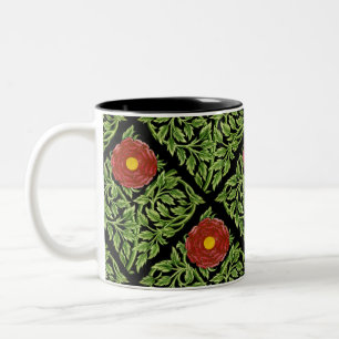 Art Nouveau Red Rose De Morgan  Two-Tone Coffee Mug