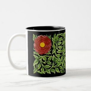 Art Nouveau Red Rose De Morgan  Two-Tone Coffee Mug