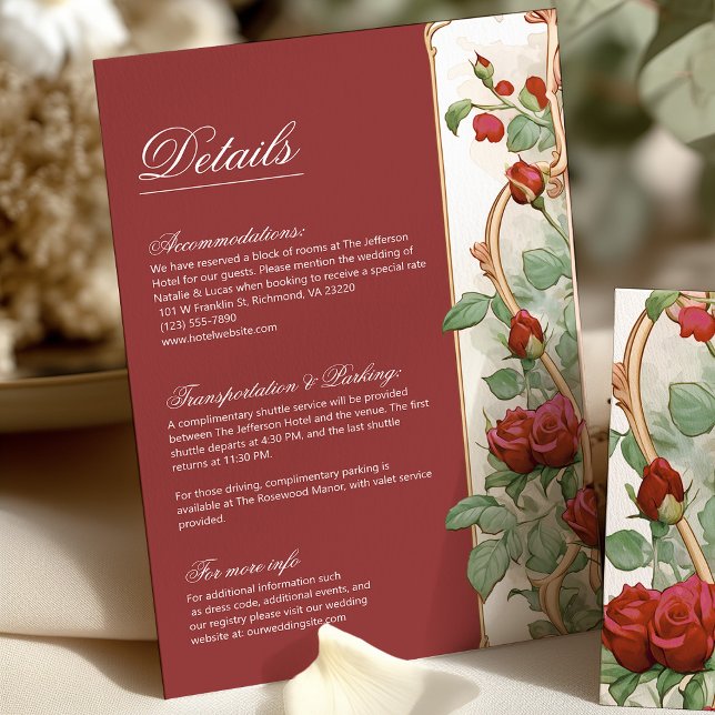 Art Nouveau Red Rose Greenery Wedding Details  (Creator Uploaded)