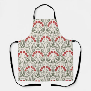 Art Nouveau Red Roses and Sinuous Stems Apron