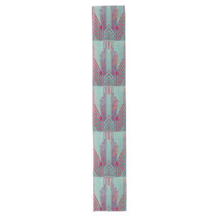 Art nouveau, red, teal, green,vintage,art deco,ele long table runner