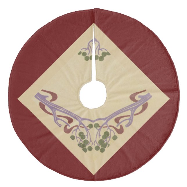 Art Nouveau Red Wine Christmas Tree Skirt by Janz (Front)