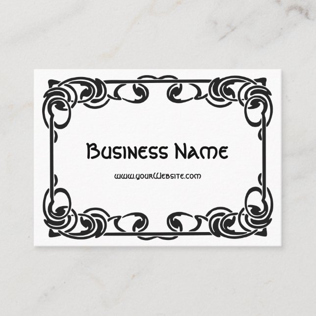 Art Nouveau Retro Chic Black Decorative Border Business Card (Front)