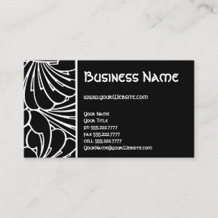 Art Nouveau Retro Chic Black White Floral Pattern Business Card