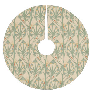 Art Nouveau, Retro Wallpaper Design. Brushed Polyester Tree Skirt