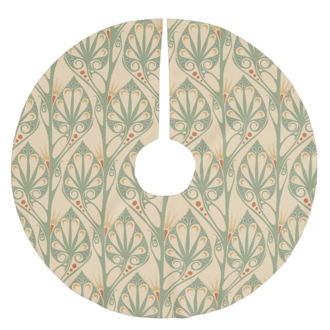 Art Nouveau, Retro Wallpaper Design. Brushed Polyester Tree Skirt (Front)