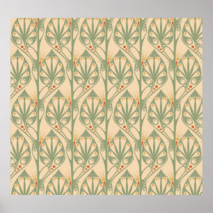 Art Nouveau, Retro Wallpaper Design. Poster