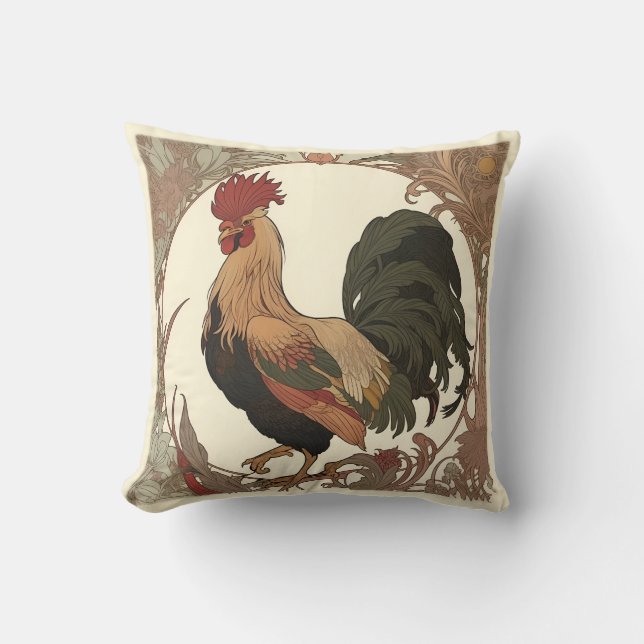 Art Nouveau - Rooster Cushion (Front)