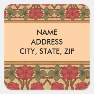 Art Nouveau Rose Design Square Sticker