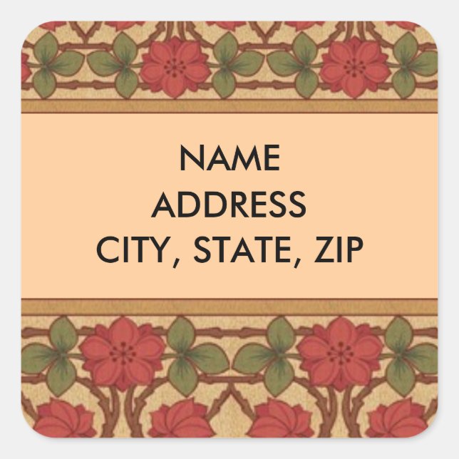 Art Nouveau Rose Design Square Sticker (Front)