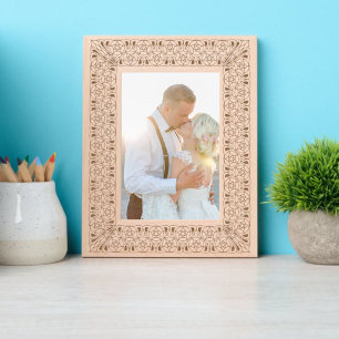 Art Nouveau Rose Flower & Foliage Pattern Etched Frames