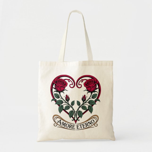 Art Nouveau Rose Heart Floral  Tote Bag (Front)
