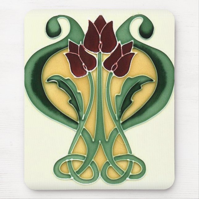 Art Nouveau Rose Tile Mouse Mat (Front)