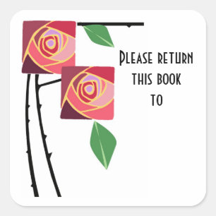 Art nouveau roses bookplate Sticker