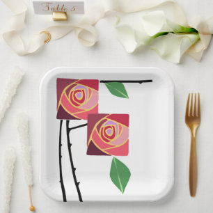 Art Nouveau roses Paper Plate