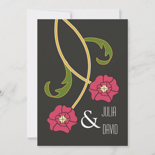 Art Nouveau Roses Wedding Invitation (Front)