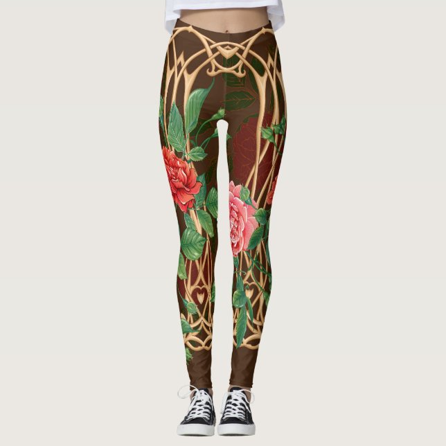 Art Nouveau Roses: Wicker Imitation Leggings (Front)