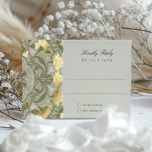 Art Nouveau RSVP Card Wedding Warm Earth Tones