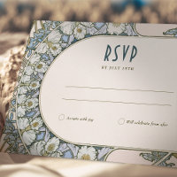 Art Nouveau RSVP Card with Vintage Floral Design