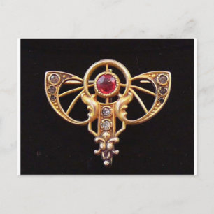 Art Nouveau Ruby Paste Pin 2 Postcard