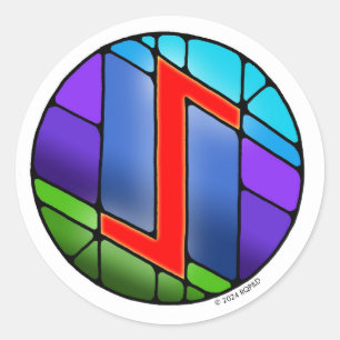 Art Nouveau Rune Eihwaz - PERSEVERANCE Classic Round Sticker