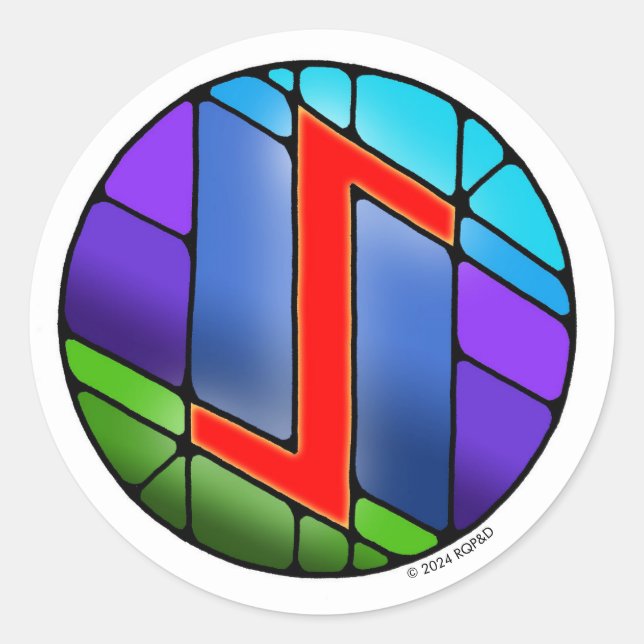 Art Nouveau Rune Eihwaz - PERSEVERANCE Classic Round Sticker (Front)