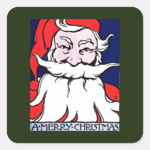 ART NOUVEAU SANTA SQUARE STICKER ENVELOPE SEAL
