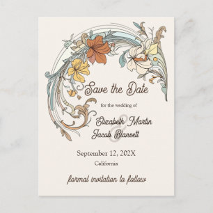 Art Nouveau Save the Date Postcard
