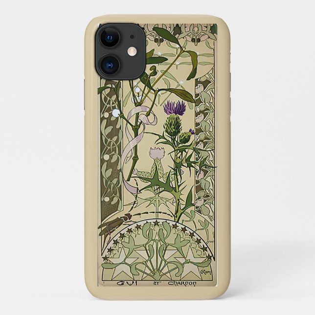 Art Nouveau Scottish Thistle Floral Flowers  Case- Case-Mate iPhone Case (Back)